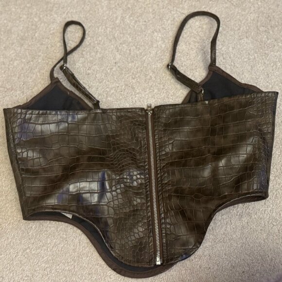 Faux Leather Cropped Bustier - Picture 3 of 4